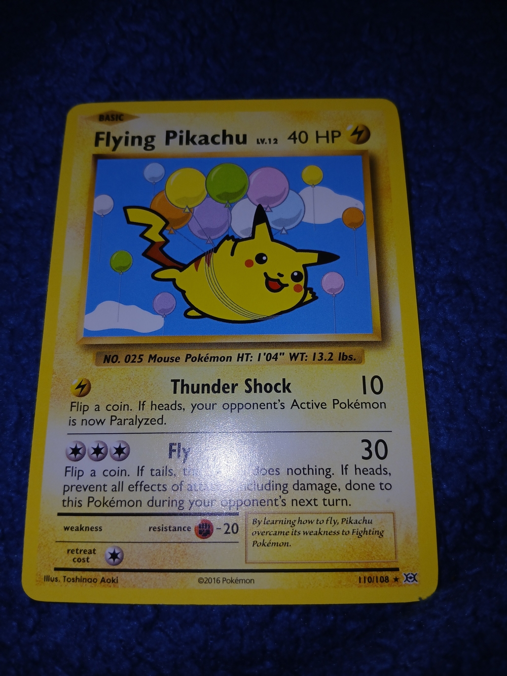 Flying Pikachu Trading Card - Yellow